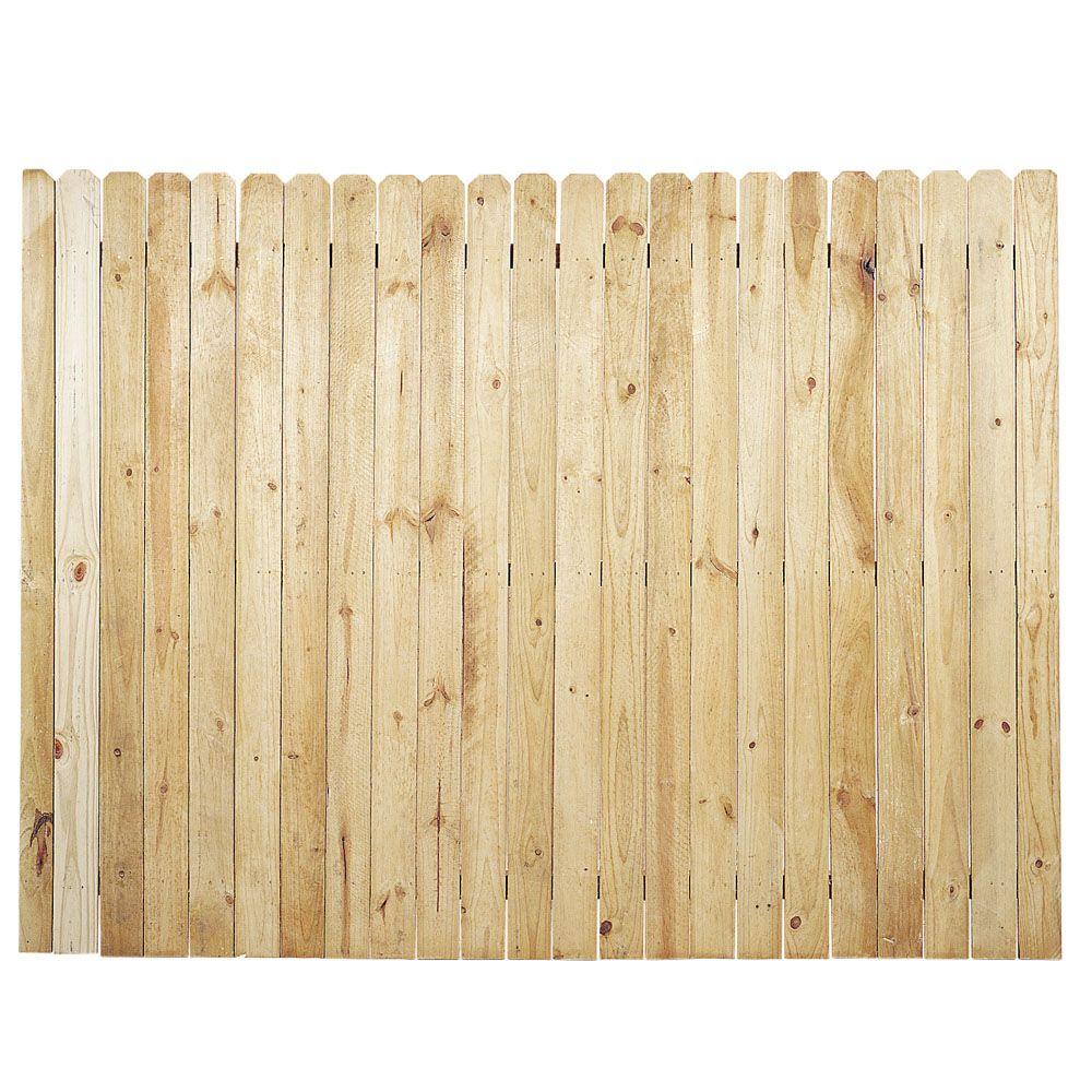 actual: 6-ft x 8-ft pressure treated dog ear wood fence
