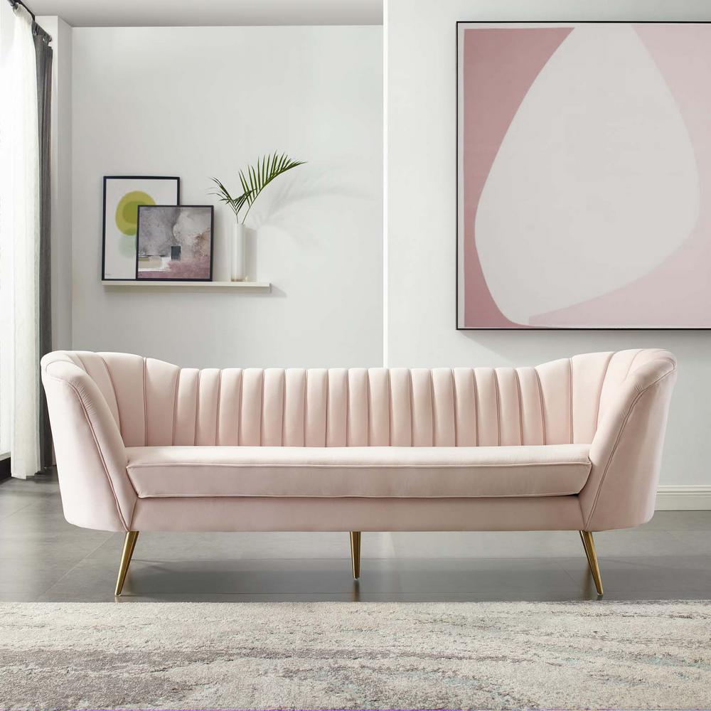 Modway Opportunity Pink Vertical Channel Tufted Curved Performance