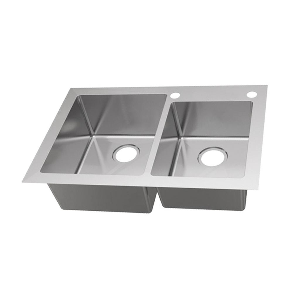 Glacier Bay Dual Mount 18 Gauge Stainless Steel 33 In 2 Hole 60 40 Double Bowl Kitchen Sink
