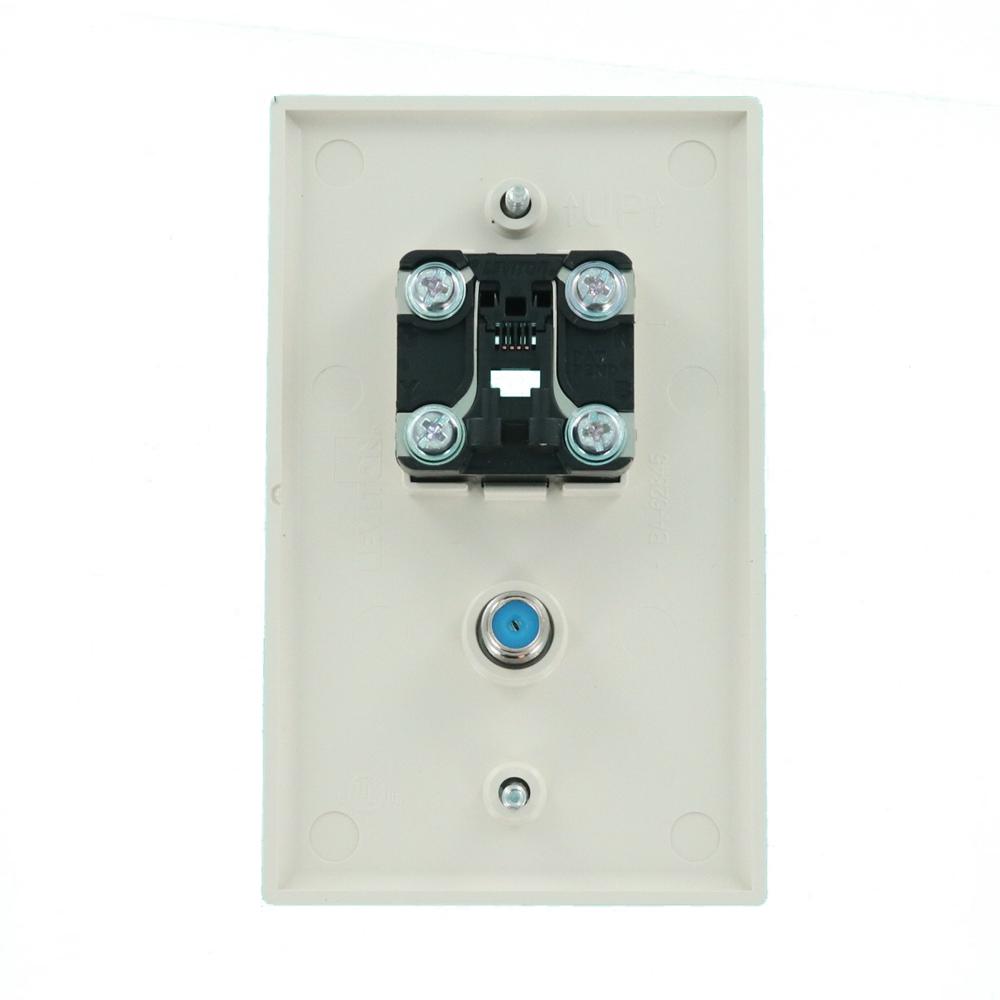 Leviton 6p4c F Connector Type 625d Wall Phone Jack Light Almond - Phone Jack Wall Plate Home Depot Leviton 6p4c F Connector Type 625d Wall Phone Jack Light Almond - Phone Jack Wall Plate Home Depot