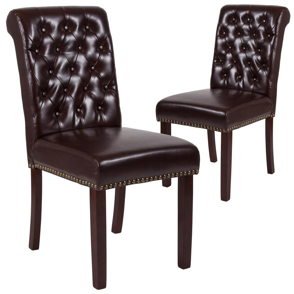 Carnegy Avenue Brown Leather Dining Chairs (Set of 2)CGABT228710BR