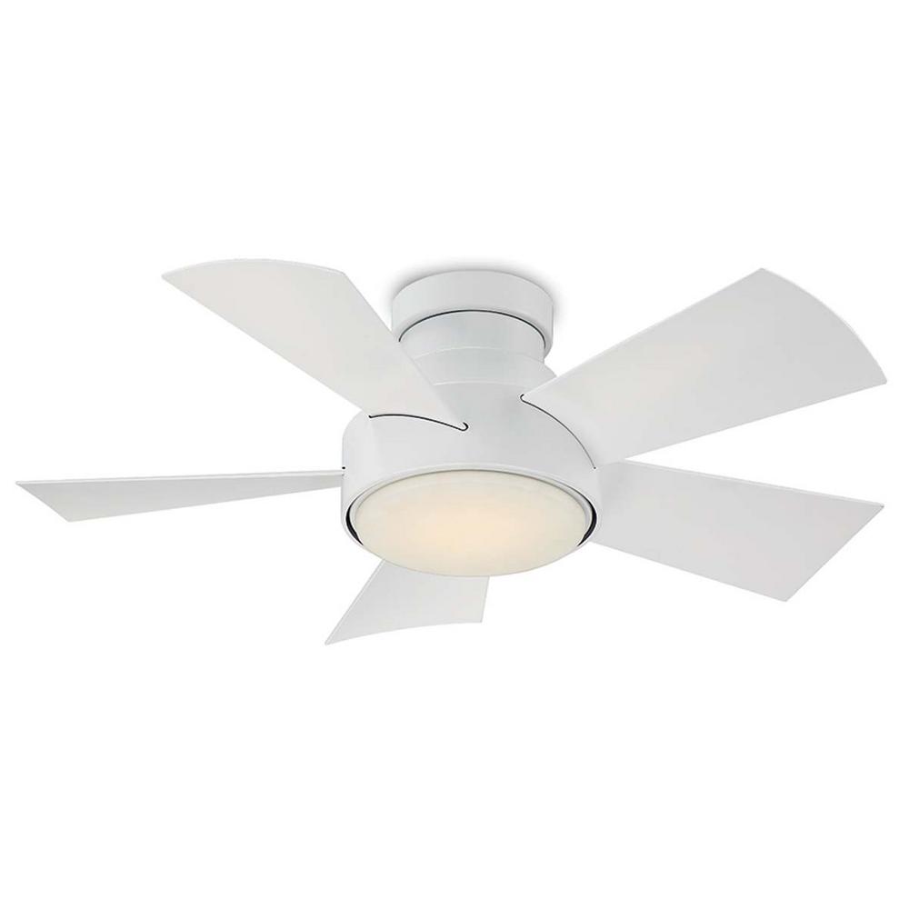 Vox 38 In Led Indoor Outdoor Matte White 5 Blade Smart Flush Mount Ceiling Fan With 3000k Light Kit And Wall Control