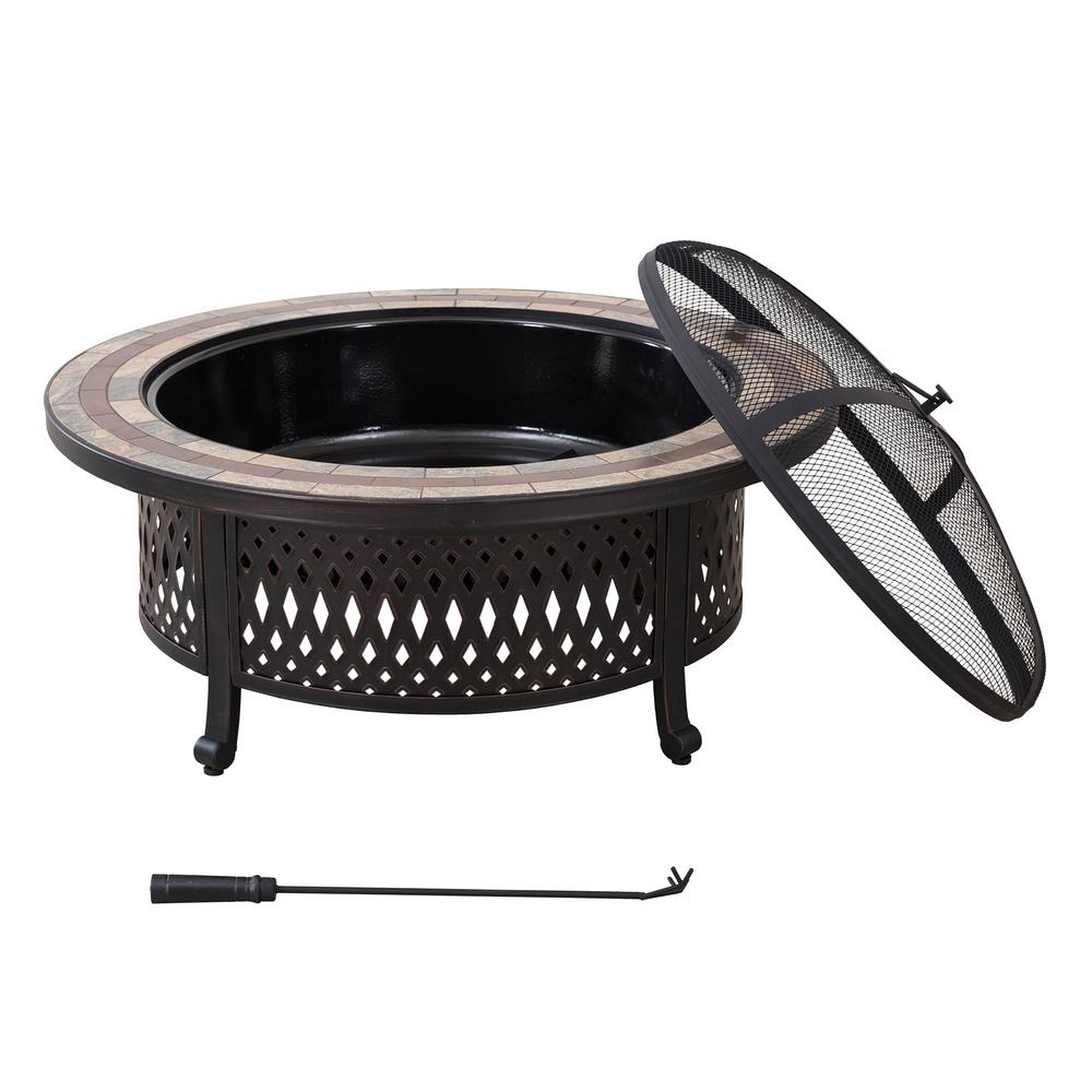 Sunjoy Costa 40 In Round Steel Wood Burning Firepit A301017500