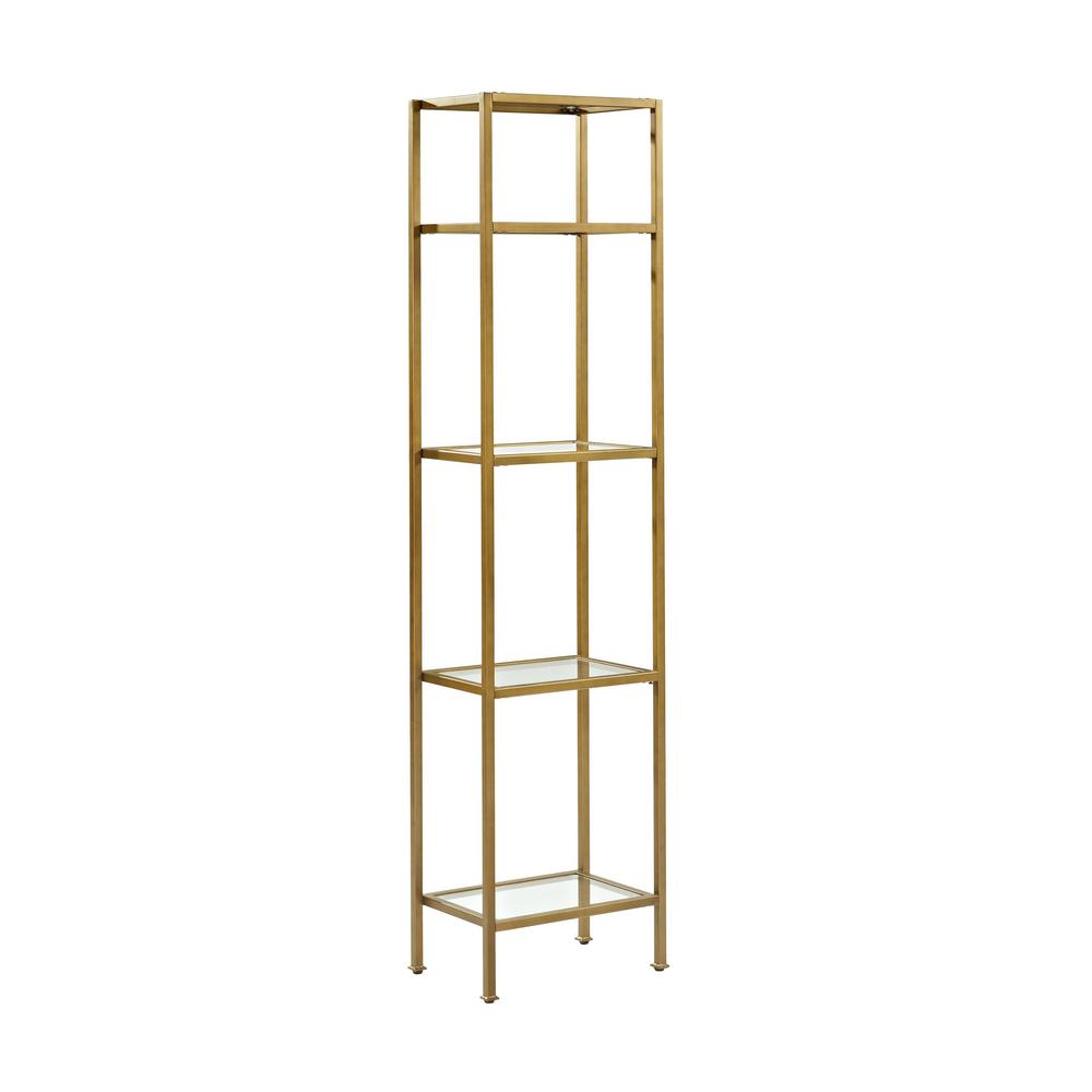 Crosley 73 In Gold Clear Metal 4 Shelf Etagere Bookcase With Open