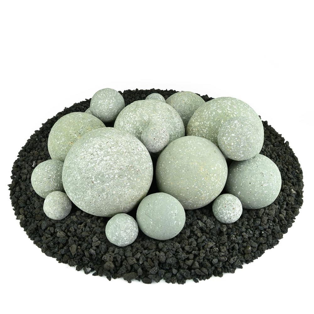 Mixed Set Of 18 Ceramic Fire Balls In Pewter Gray Speckled 01 0445