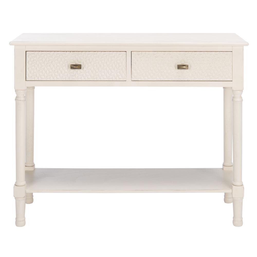 Safavieh Halton 35.5 in. Distressed White 2Drawer Console Table