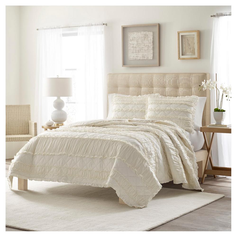 Stone Cottage Solid Ruffle White 2 Piece King Quilt Set 214604