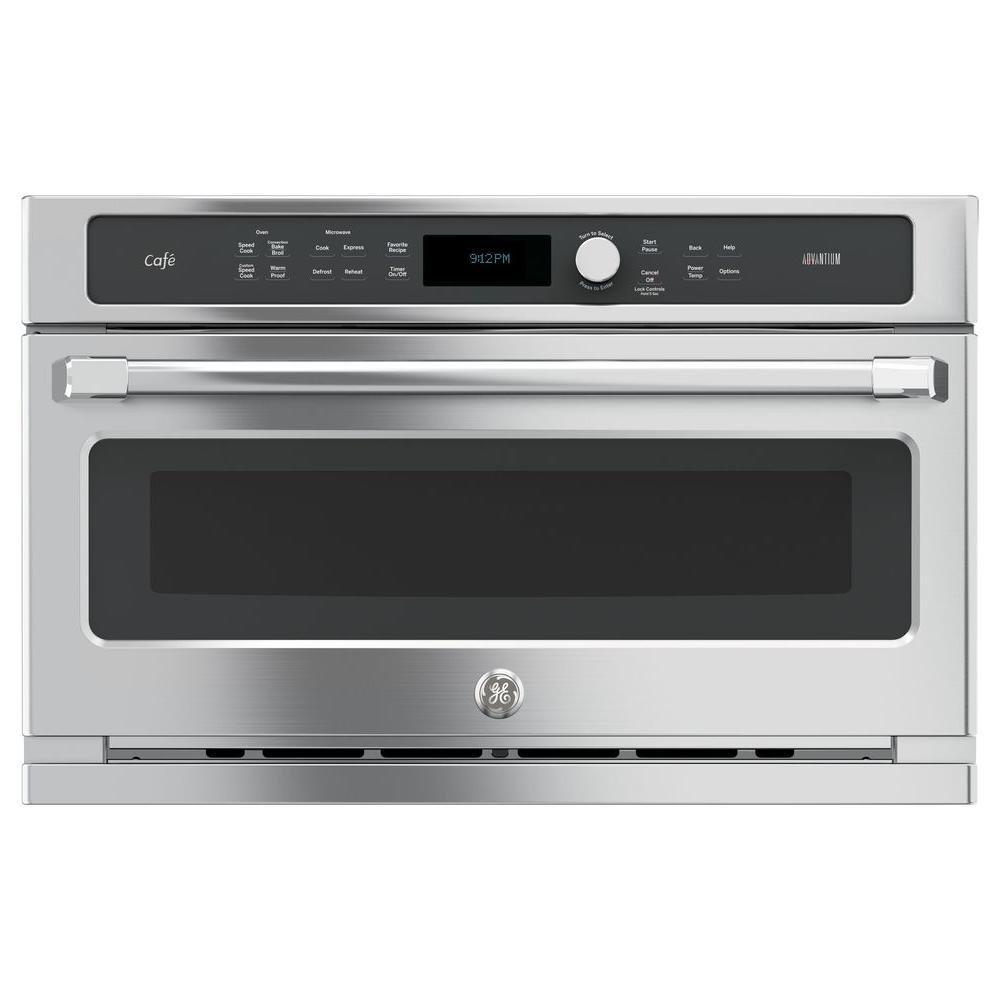 Cafe 30 in. Single Electric Wall Oven with Advantium Cooking in Stainless Steel