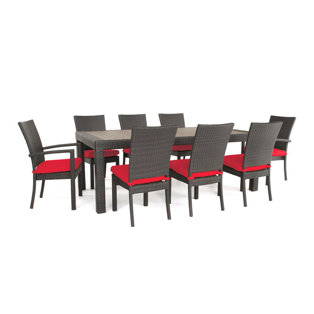 Rst Brands Deco 9 Piece Patio Dining Set With Sunset Red Cushions Op Deco 9 Piece Patio Dining Set With Sunset Red Cushions
