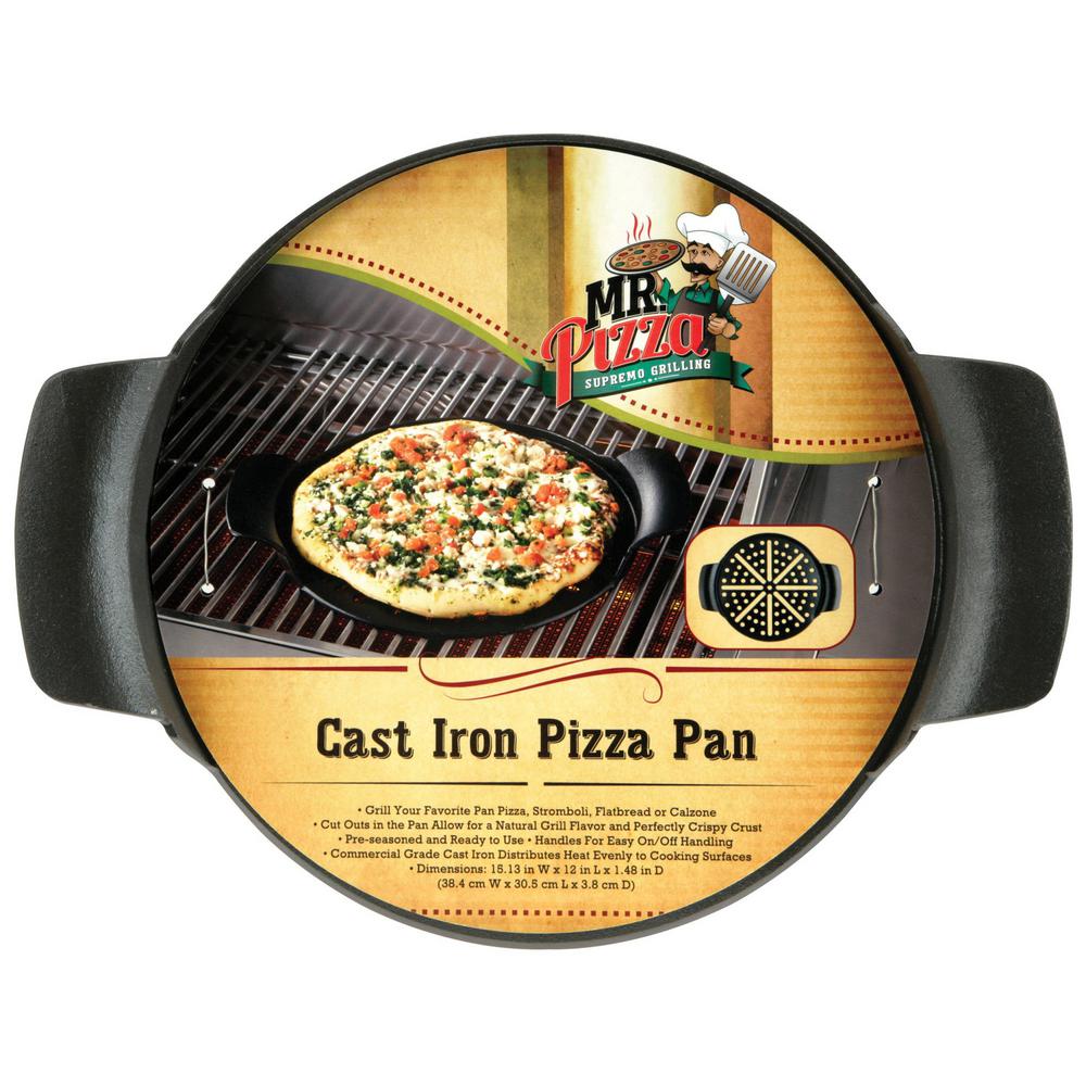 Mr Bar B Q Mr. Pizza Supremo Grilling Cast Iron Pizza Pan