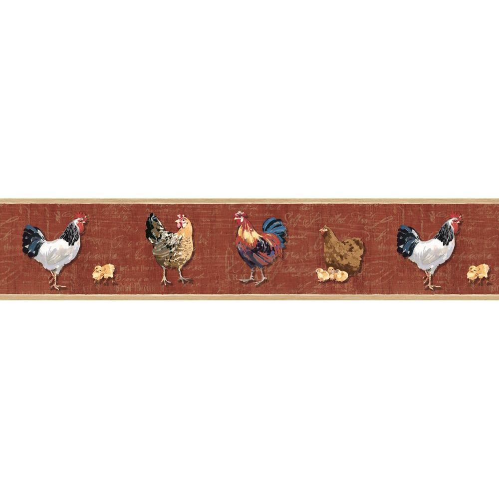 Chesapeake Bailey Brick Rooster and Script Wallpaper ...