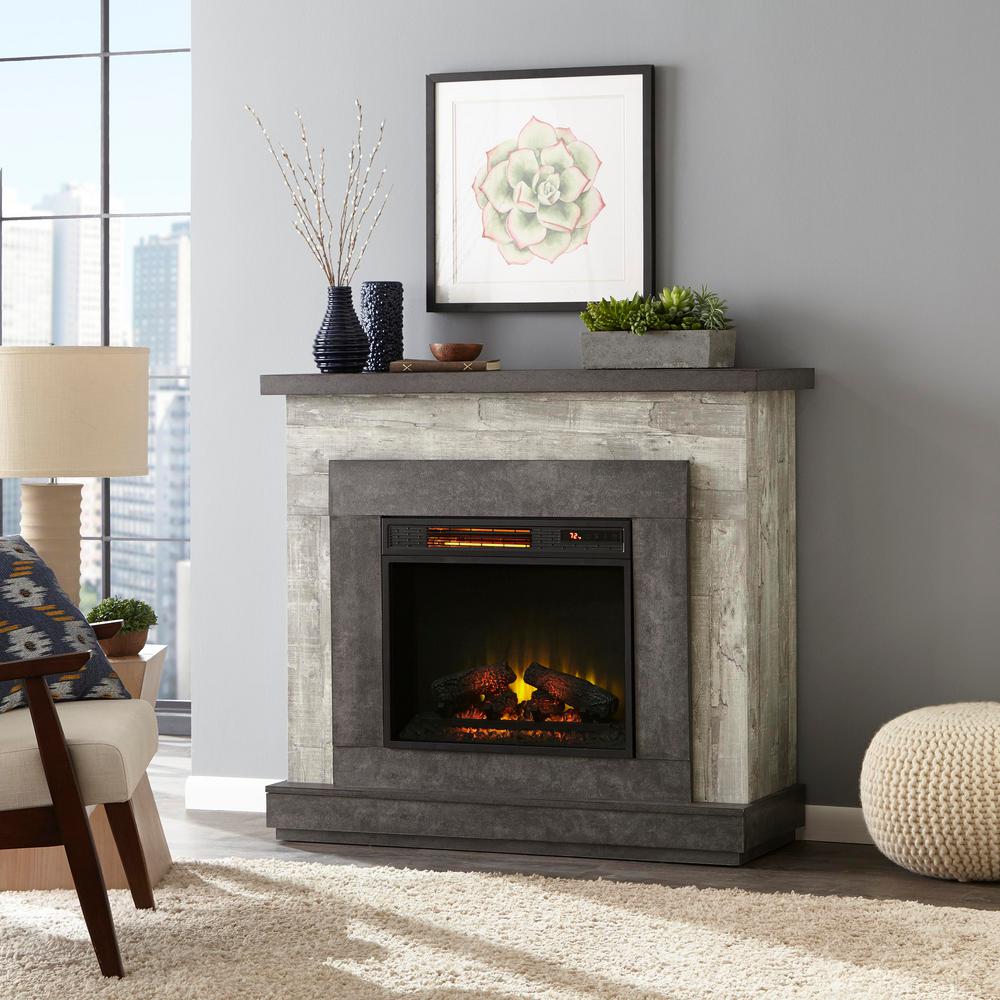 Home Decorators Collection Wildercliff 45 In Freestanding Wall Mantel Electric Fireplace In Driftwood