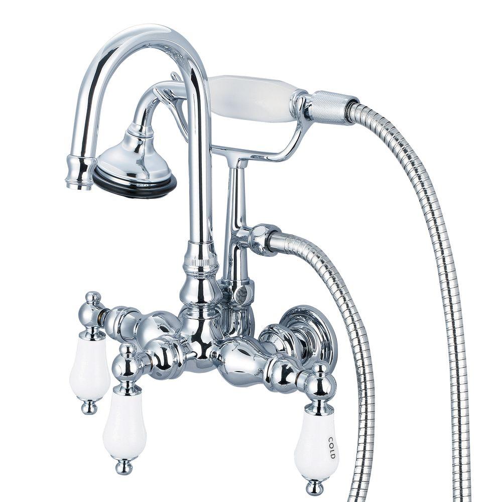 Water Creation 3 Handle Claw Foot Tub Faucet With Labeled
