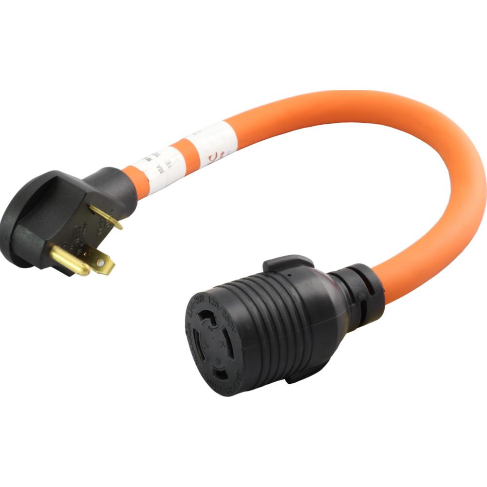 AC WORKS 1.5 ft. 10/3 STW 30 Amp TT-30P RV/Travel Trailer Plug to 30 Amp L14-30R... by AC WORKS
