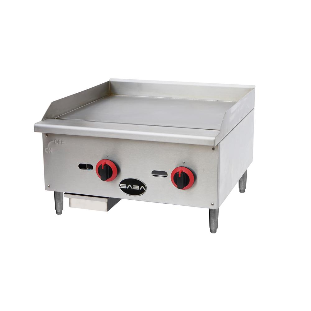 Saba 24 In Commercial Griddle Gas Cooktop In Stainless Steel With