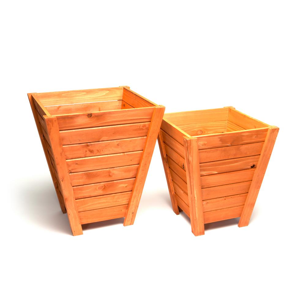 DeVault Tall Wooden Planter (Set of 2)-DEVBP233 - The Home 