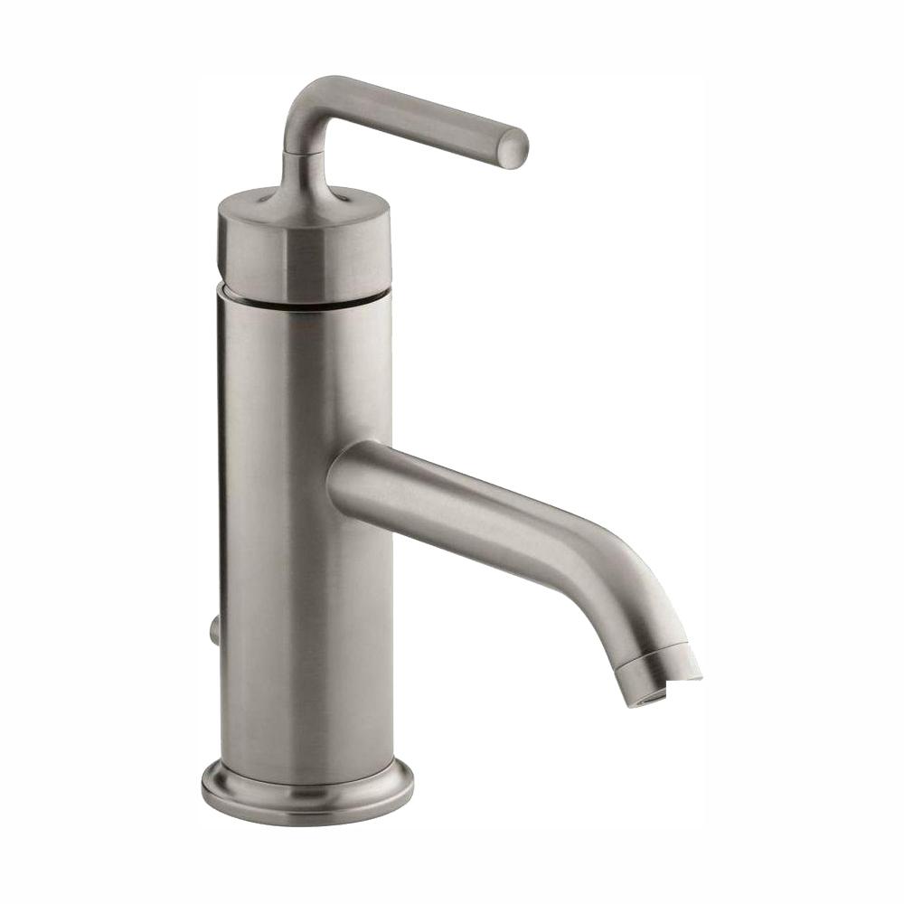 Kohler Purist 1 Hole Single Handle Low Arc Bathroom Vessel Sink Faucet With Straight Lever Handle In Vibrant Brushed Nickel
