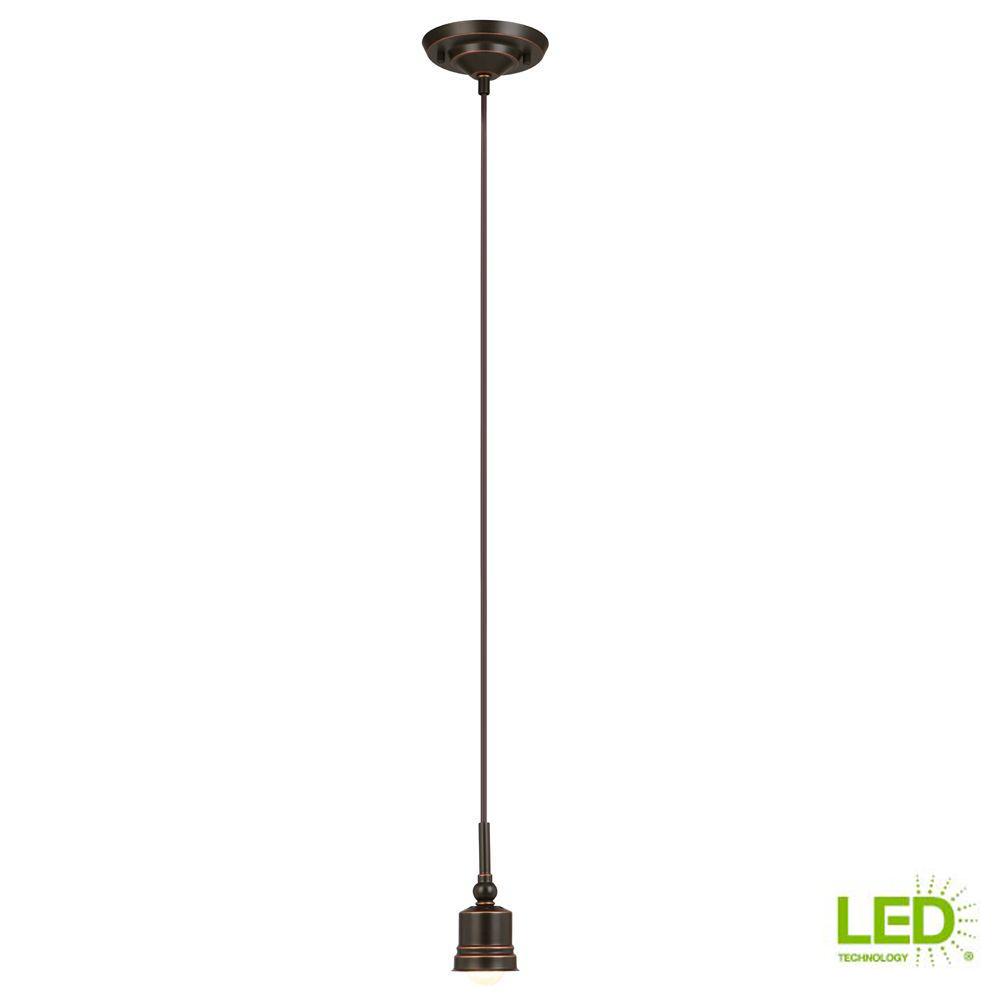 Hampton Bay Energy Star Pendant Lights Lighting The Home Depot Mix Match 8 Watt Oil Rubbed Bronze Integrated Led Mini Pendant