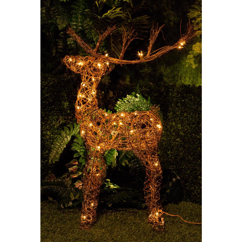 Alpine Corporation 34 in. Rattan Reindeer with 50Halogen Lights (PlugIn)AUH164 The Home Depot