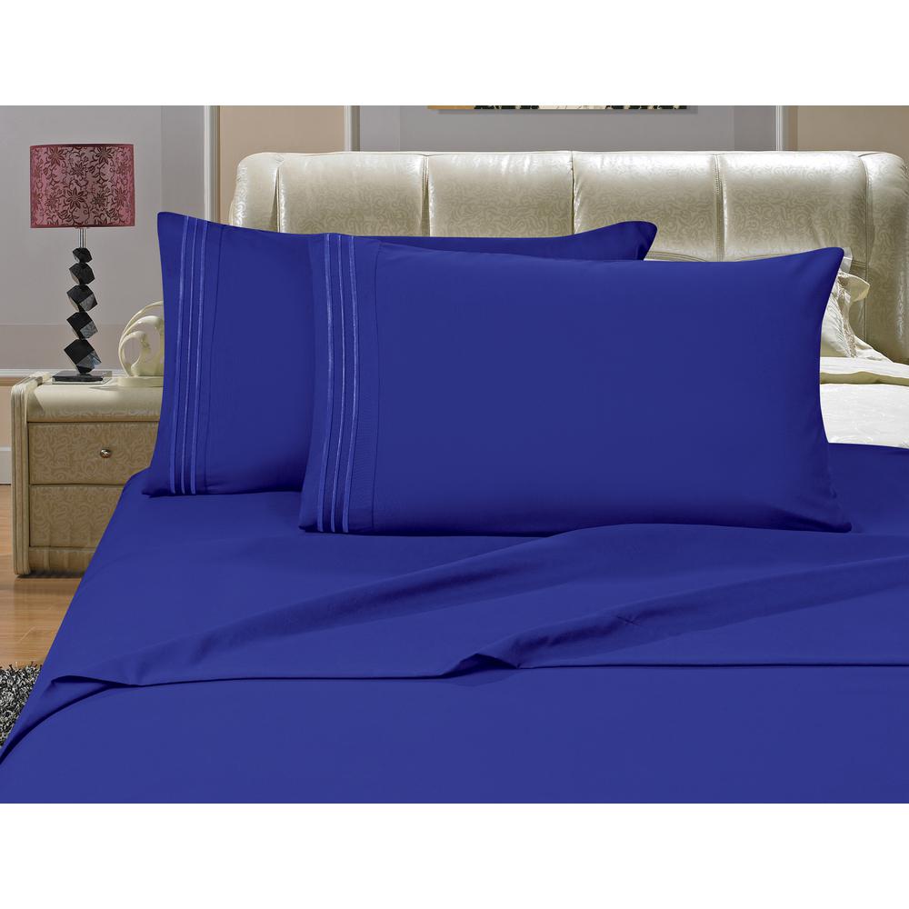Elegant Comfort 3 Piece Royal Blue Solid Microfiber Twin Xl Sheet Royal Blue Solid Microfiber Twin Xl