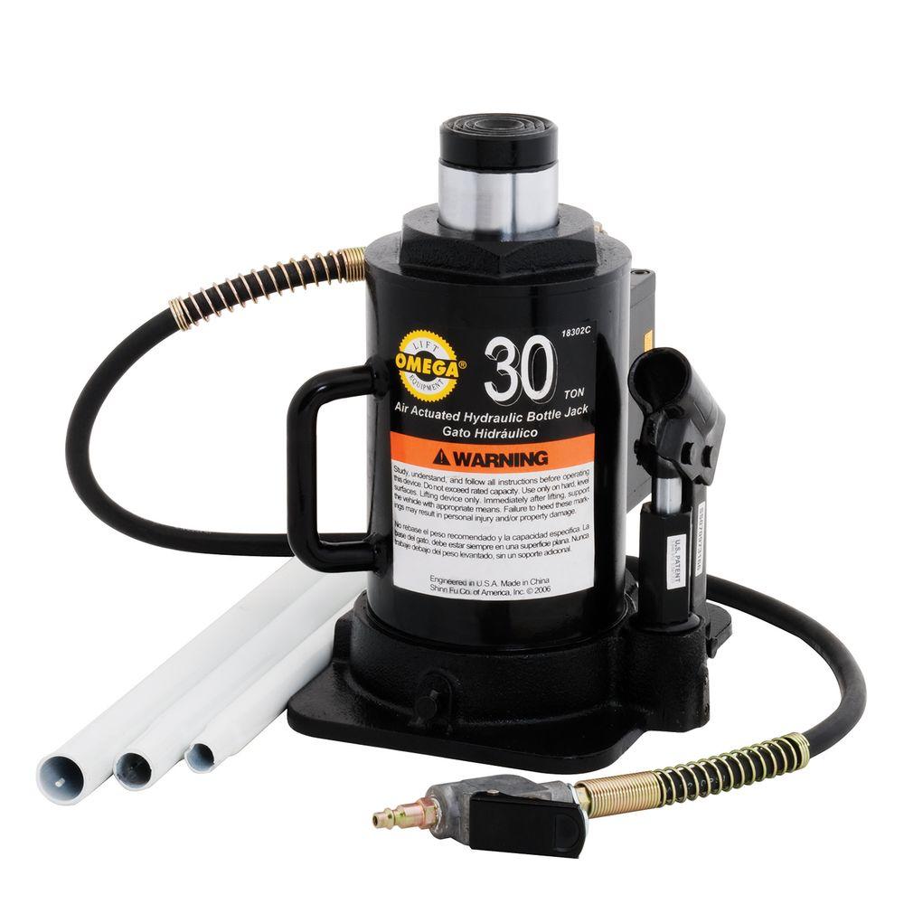 Omega 30-Ton Hydraulic Air/Manual Bottle Jack-18302C - The Home Depot