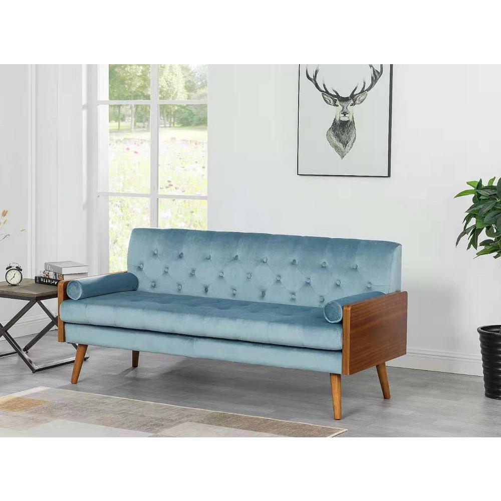 baby blue velvet couch