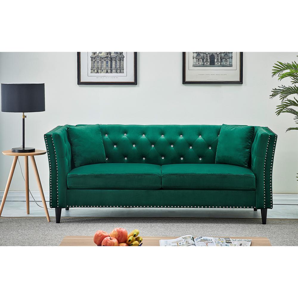 Us Pride Furniture Rivas Velvet Green Sofa S5502 S The Home Depot Us Pride Furniture Rivas Velvet Green