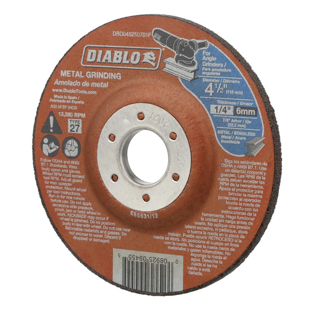 5-Pack 4-1//2x1//4x7//8 Metal Stainless Steel INOX Grinding Disc Depressed Center Grind Wheel