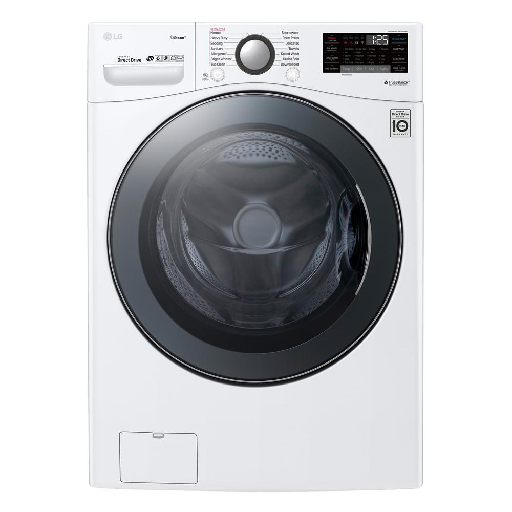 Lg Electronics 4 5 Cu Ft High Efficiency Ultra Large Smart Front Load Washer Turbowash360 Steam Wi Fi In White Energy Star Wm3900hwa The Home Depot