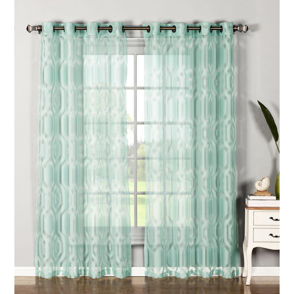 Window Elements Sheer Delta Cotton Blend Burnout Extra Wide 84 Window Elements Sheer Delta Cotton Blend Burnout Extra Wide 84 In L Grommet Curtain