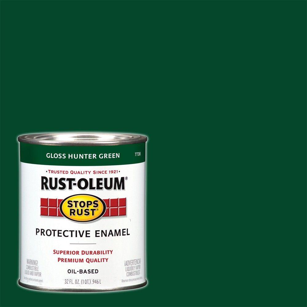 Rust Oleum Stops 1 Qt Protective Enamel Gloss Hunter Green Protective Enamel Gloss Hunter Green Interior Exterior
