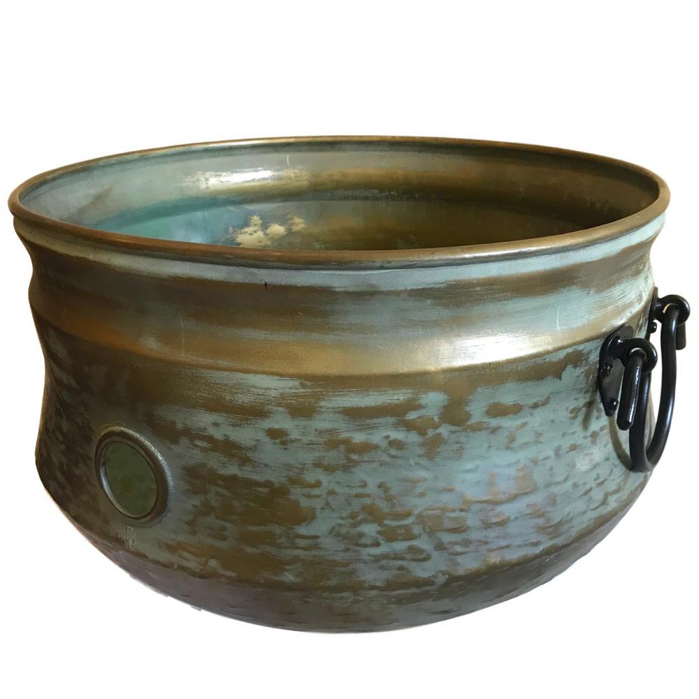 Kauri Design Verde Gold Outdoor Pot for Garden Hose Storage, Green