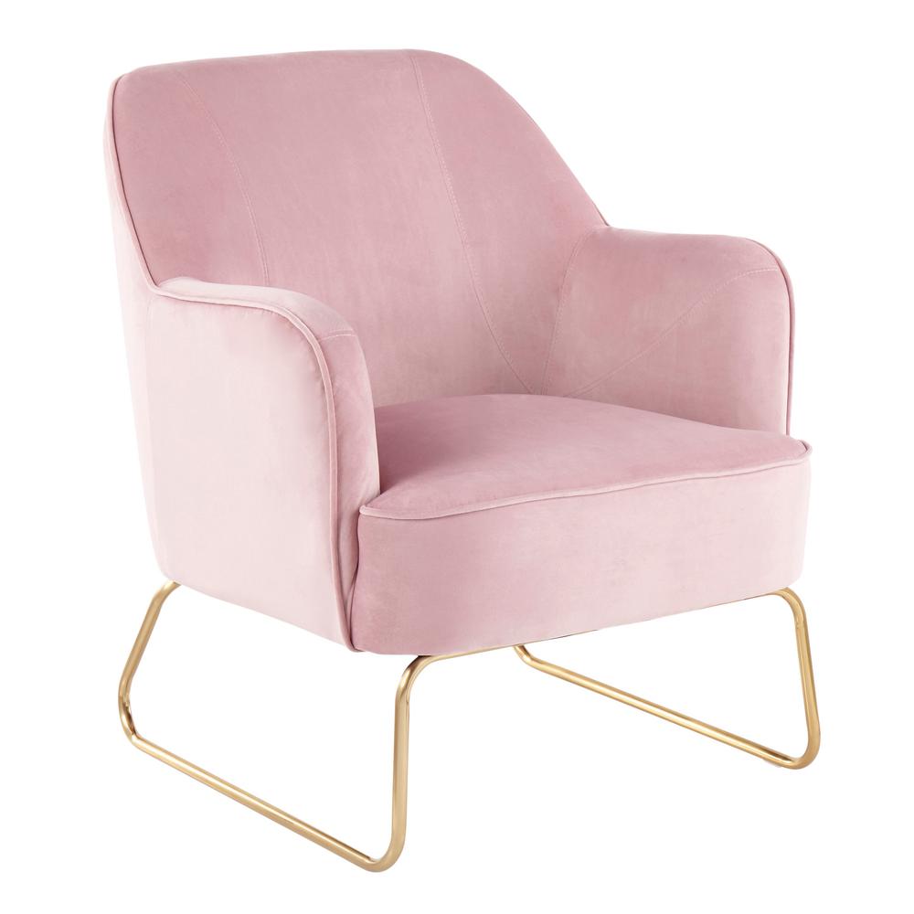 Lumisource Daniella Blush Pink Velvet Accent Chair With Gold