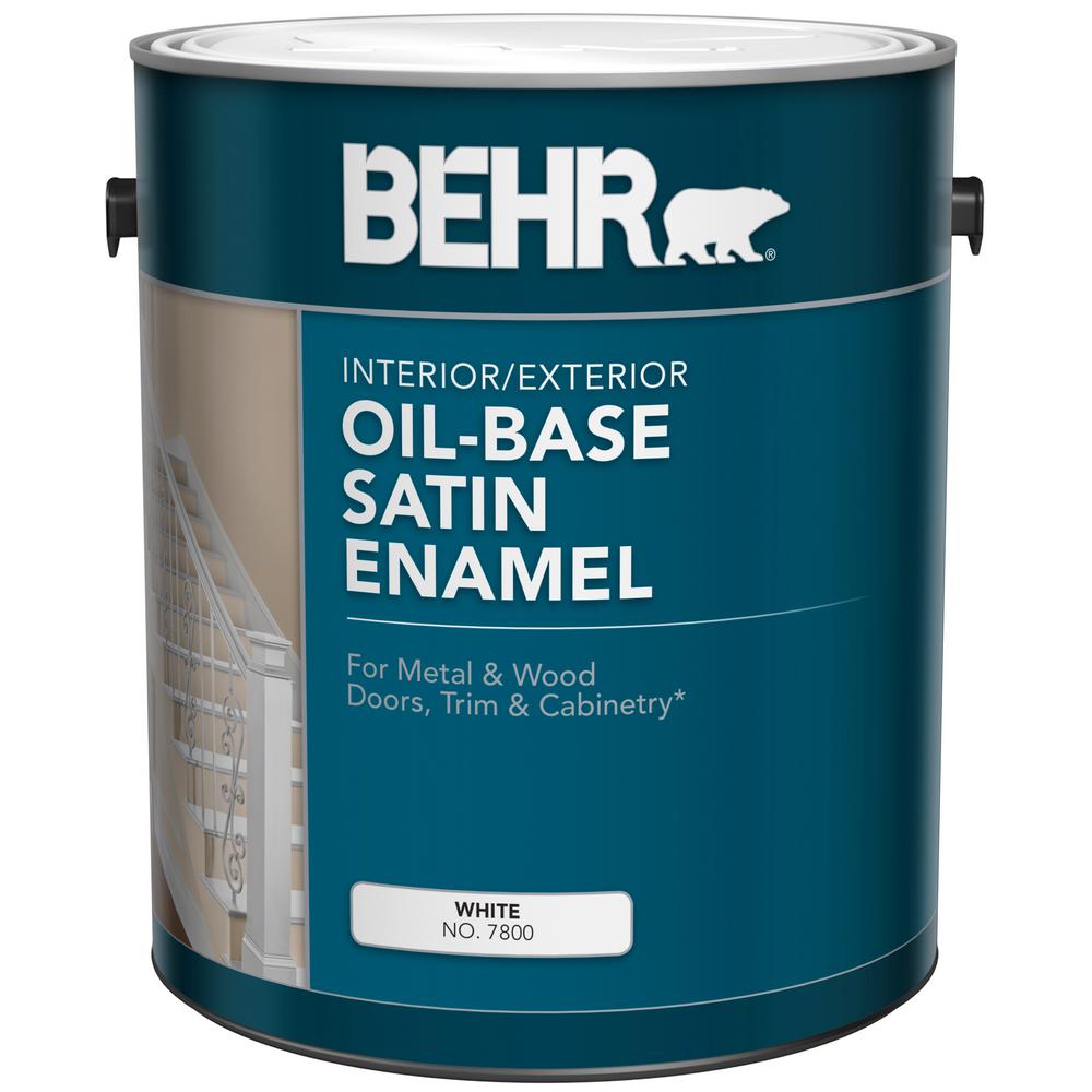 Behr 1 Gal White Oil Based Satin Interior Exterior Enamel Paint White Oil Based Satin Interior Exterior Enamel Paint