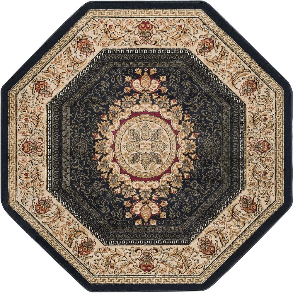 Tayse Rugs Sensation Black 7 ft. 10 in. Traditional Octagon Area Rug4673 Black 8\u002639; Octagon  The 