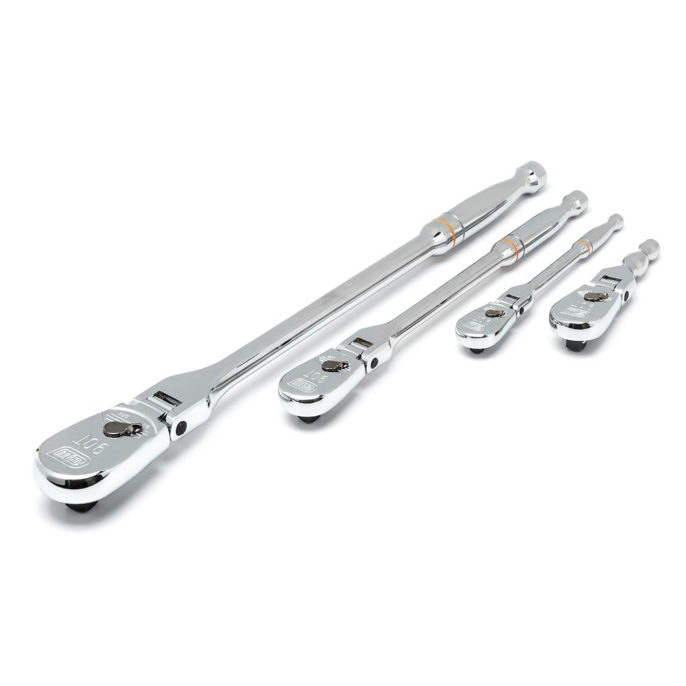 GEARWRENCH 1/4 in., 3/8 in. and 1/2 in. 90Tooth Dual Material Flex Head Ratchet Set (4Piece