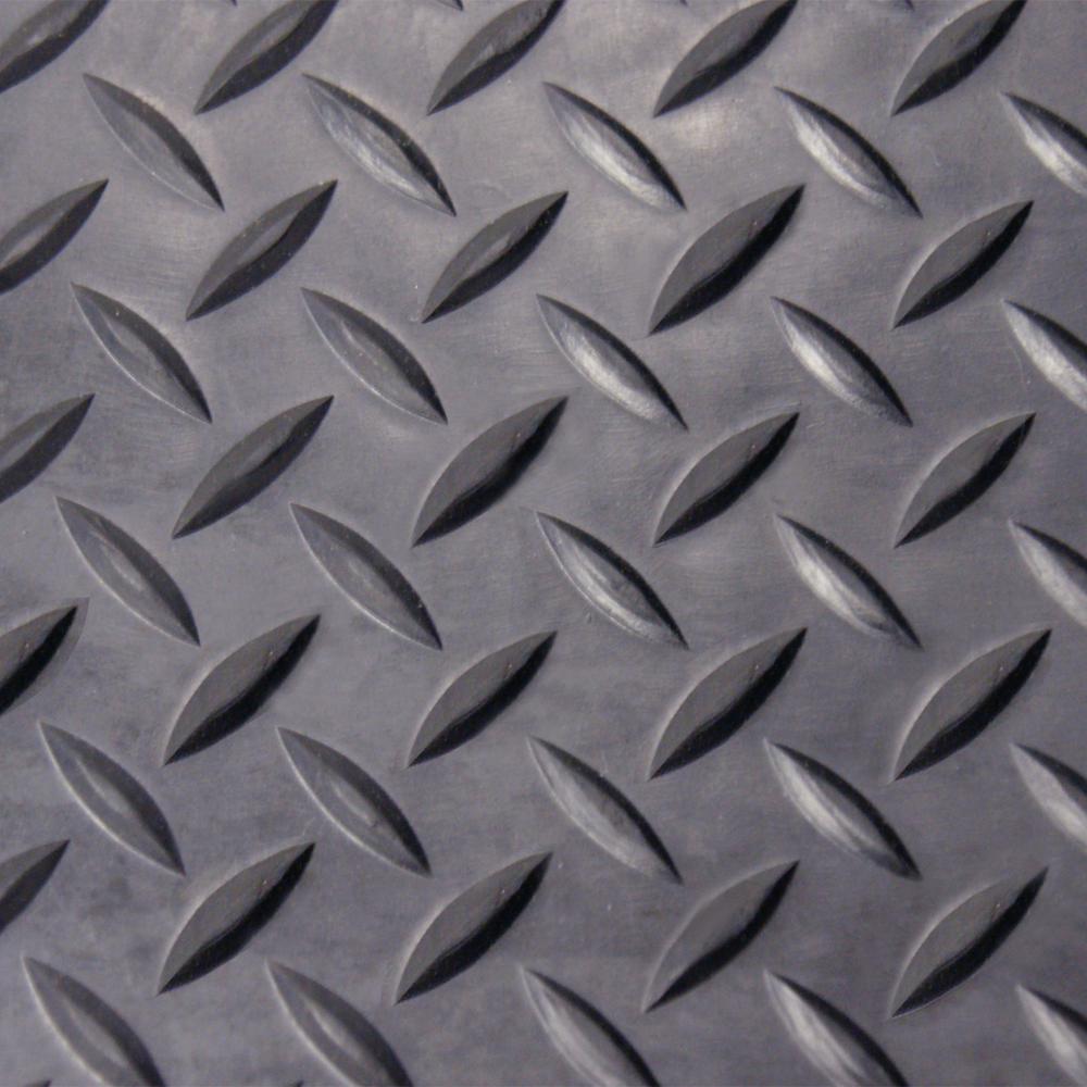 Black Rubber Mat Flooring 4 x 10 ft. Roll Diamond Plate Garage Gym