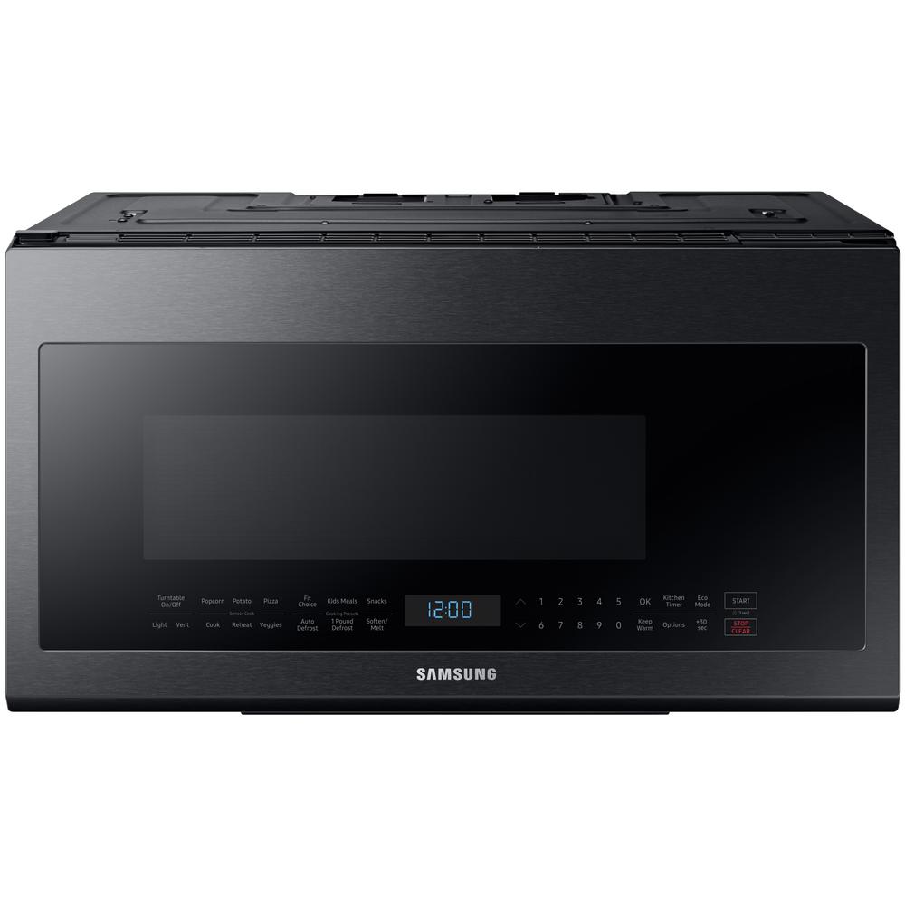 Samsung 30 In W 1 8 Cu Ft Over The Range Microwave Fingerprint Over The Range Microwave In Fingerprint Resistant Black
