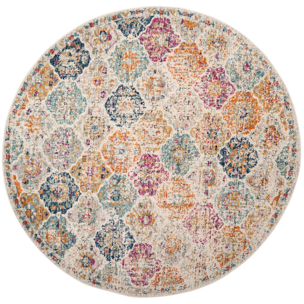 Safavieh Madison Cream/Multi 5 ft. x 5 ft. Round Area RugMAD611B5R