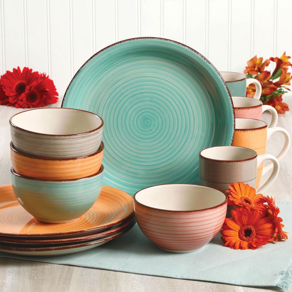 Gibson Home Color Vibes 12 Piece Casual Assorted Colors Stoneware