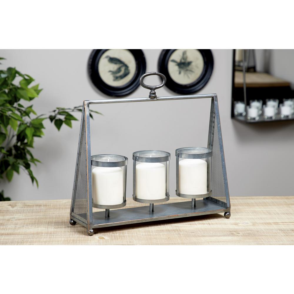grey candlestick holders