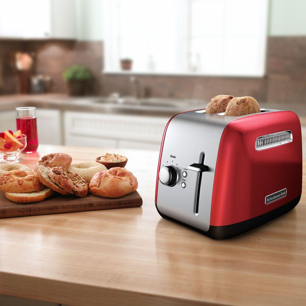 KitchenAid 2Slice Empire Red and Silver Wide Slot Toaster with Crumb