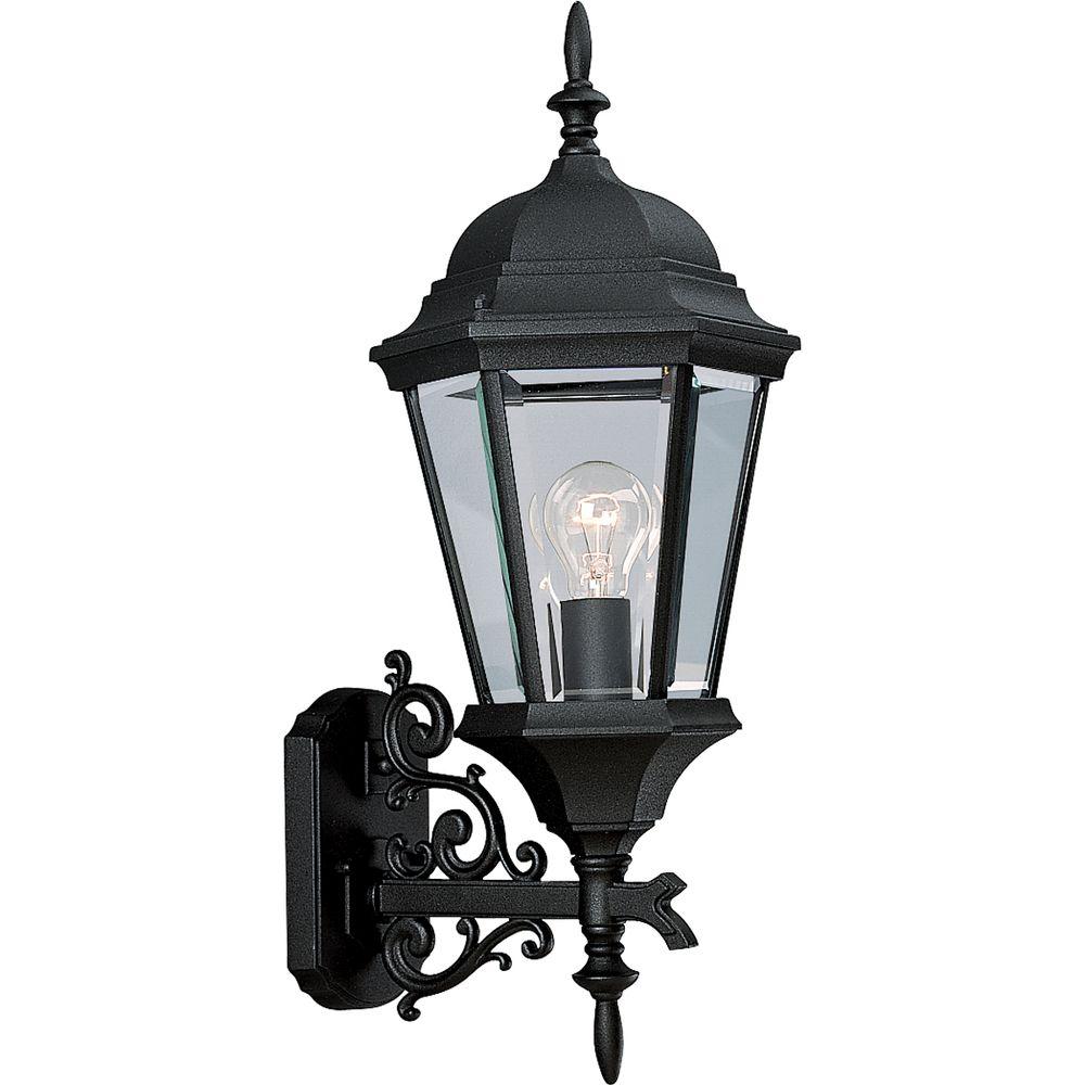 Progress Lighting Outdoor Wall Mounted Welbourne Collection 1 Light 23 25 In Outdoor Textured Black Wall Lantern