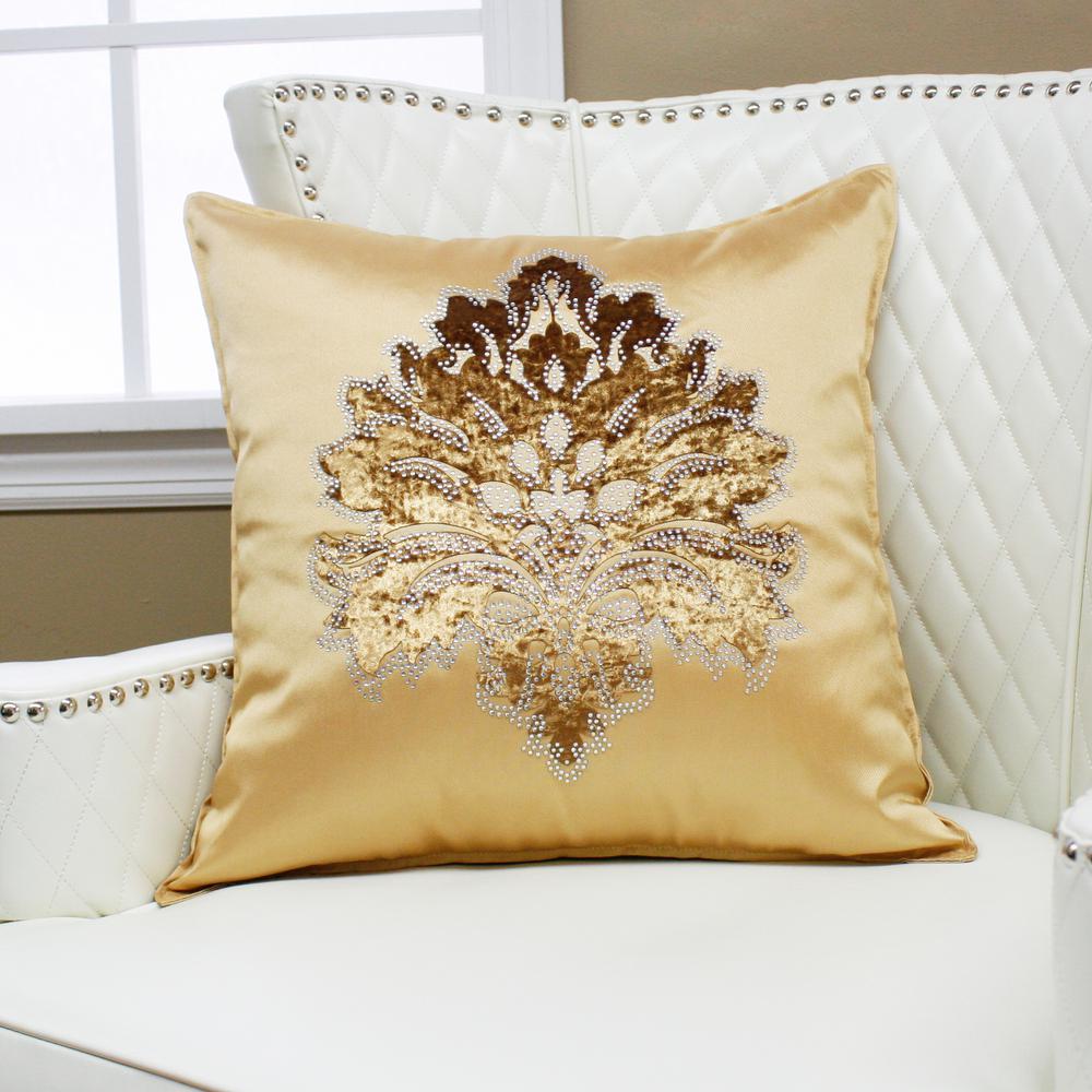 Best Home Fashion Damask Rhinestone Sand Stud PillowPILLOW_STONE_2