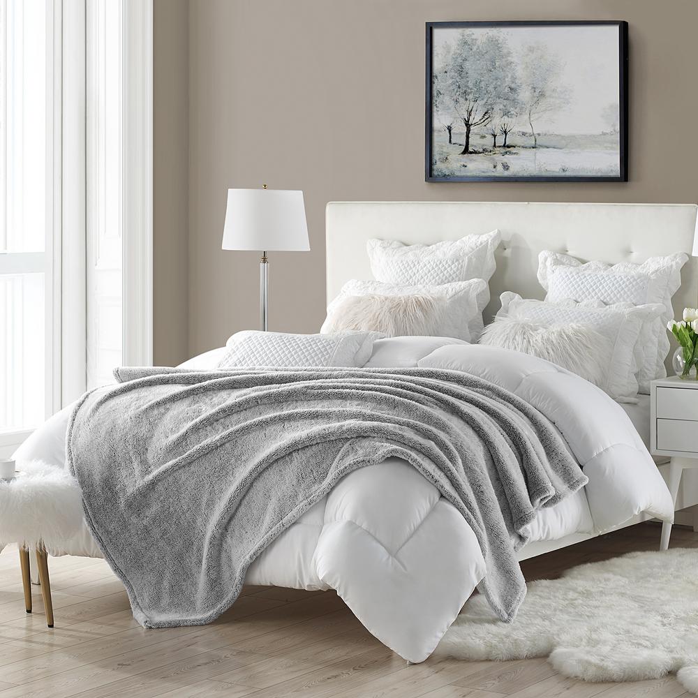 swift home 60 in. x 70 in. Grey Super Plush High Pile Faux Fur Oversized Throw Blanket was $36.99 now $22.19 (40.0% off)