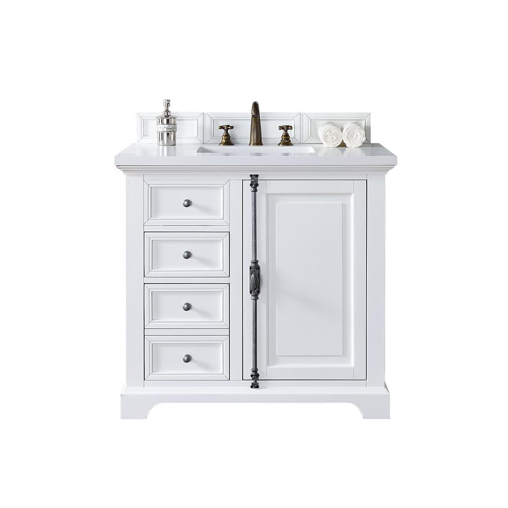 36 Inch Vanities Walnut Bathroom Bath The Home Depot Providence 36 In W Single Vanity Cottage White With Quartz Top