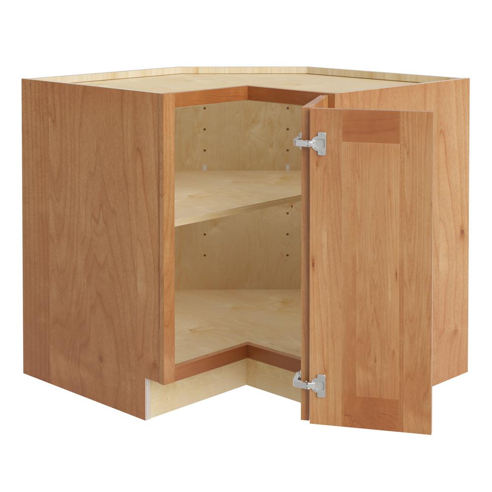 Home Decorators Collection Hargrove Assembled 36x34 5x24 In Plywood Shaker Ez Reach Base Corner Kitchen Cabinet Right In Stained Cinnamon Ezr36r Hcn The Home Depot