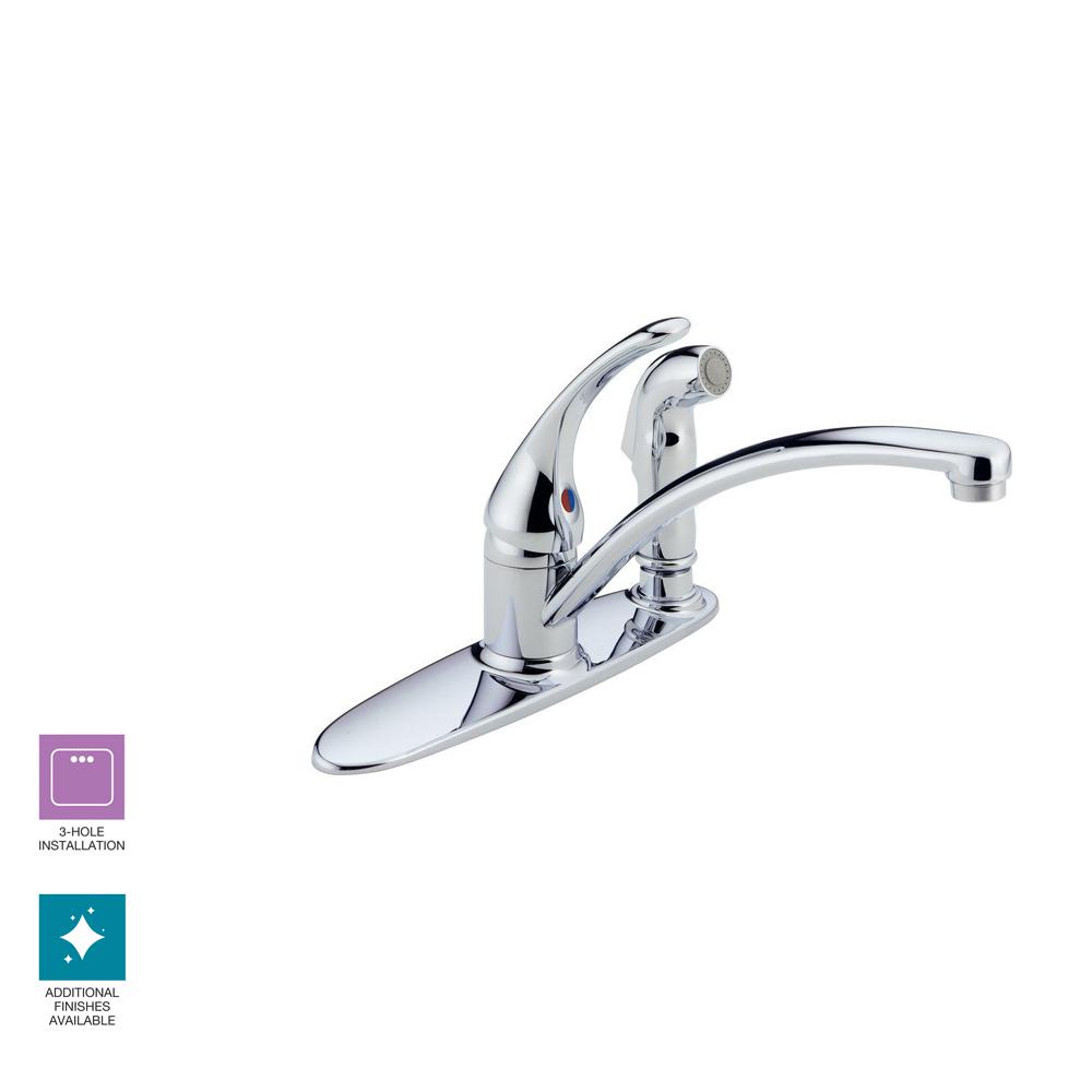 Delta Foundations Single Handle Standard Kitchen Faucet With Side Delta Foundations Single Handle Standard Kitchen Faucet With Side Sprayer In Chrome