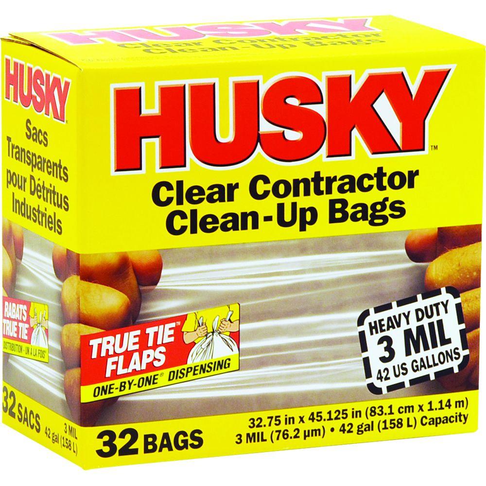 50-Count Husky 42 Gallon Contractor Clean-Up 3-Mil Trash Bags