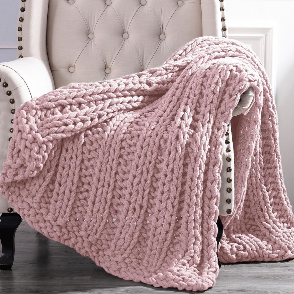 MODERN THREADS Chunky Rose Knit Acrylic 50 In X 60 In Throw 5CKYARTE RSE ST The Home Depot